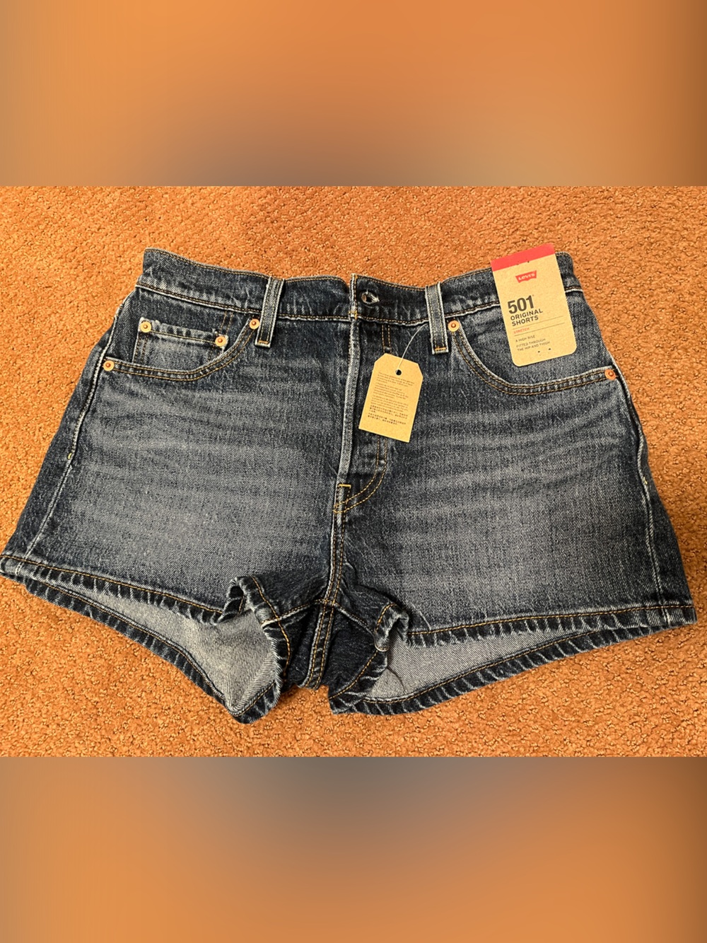 Levi's Dark Blue Denim 501 High-Rise Cutoff Shorts